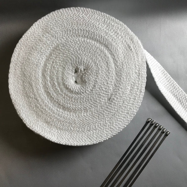 White Exhaust Wrap Tape – 2 Inch X 25 Foot Roll, Fiberglass Thermal Insulation For Headers/Pipes